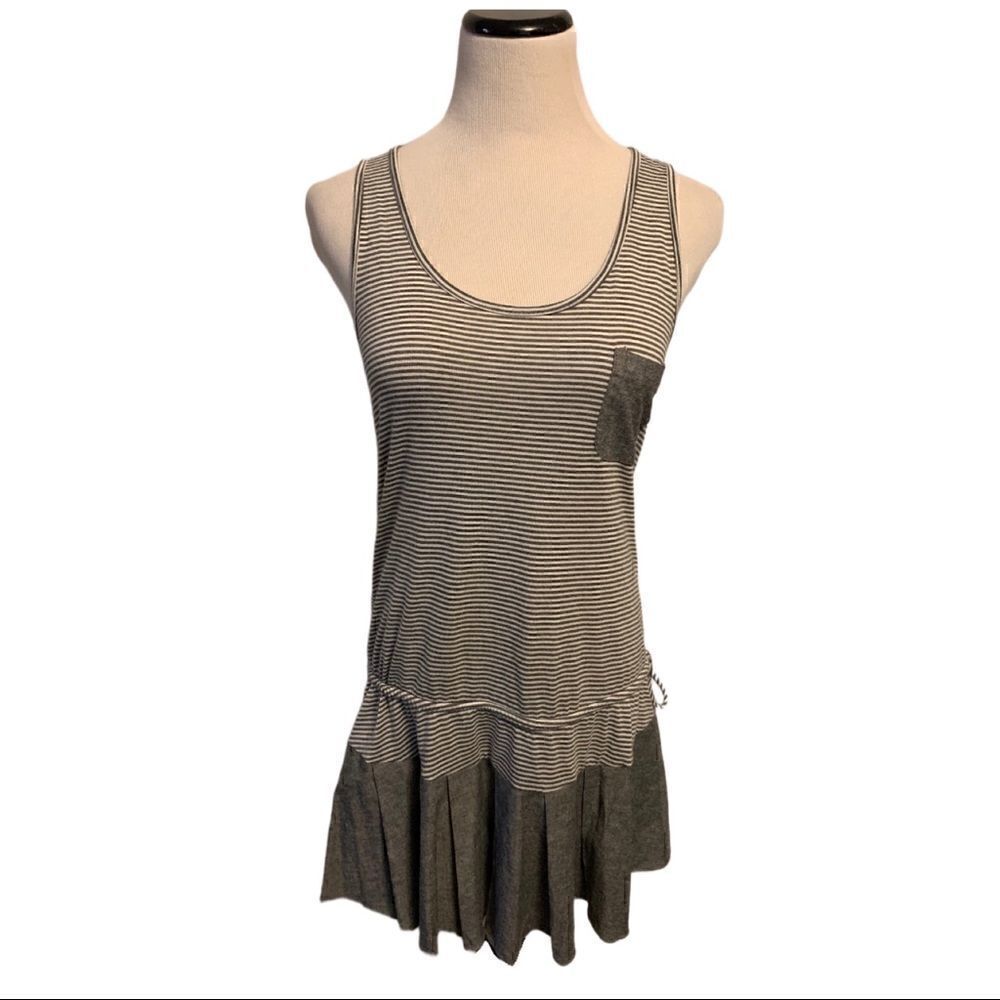 Vintage Havana Gray Striped Drop Waist Dress Sz XL
